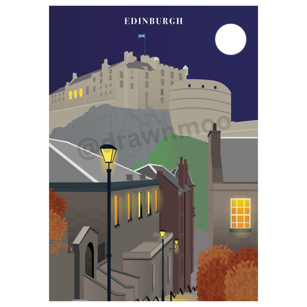 Illustrated Print of Edinburgh, Scotland