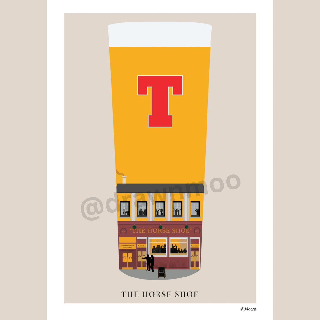 The Horse Shoe | Pubs In Pints | Print | Glasgow | Scotland | Bar | Poster | Tennents | Scottish