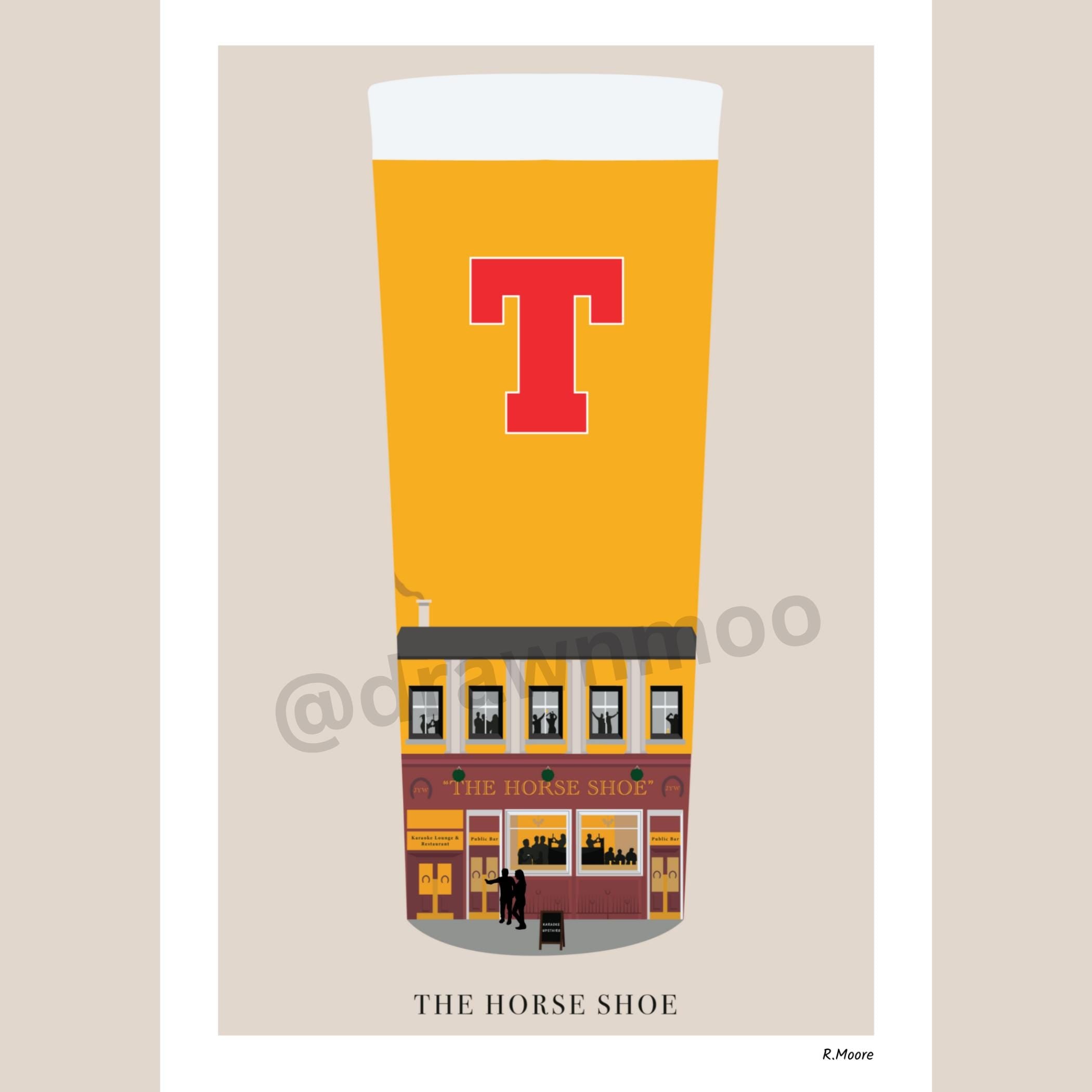 The Horse Shoe | Pubs In Pints | Print | Glasgow | Scotland | Bar | Poster | Tennents | Scottish