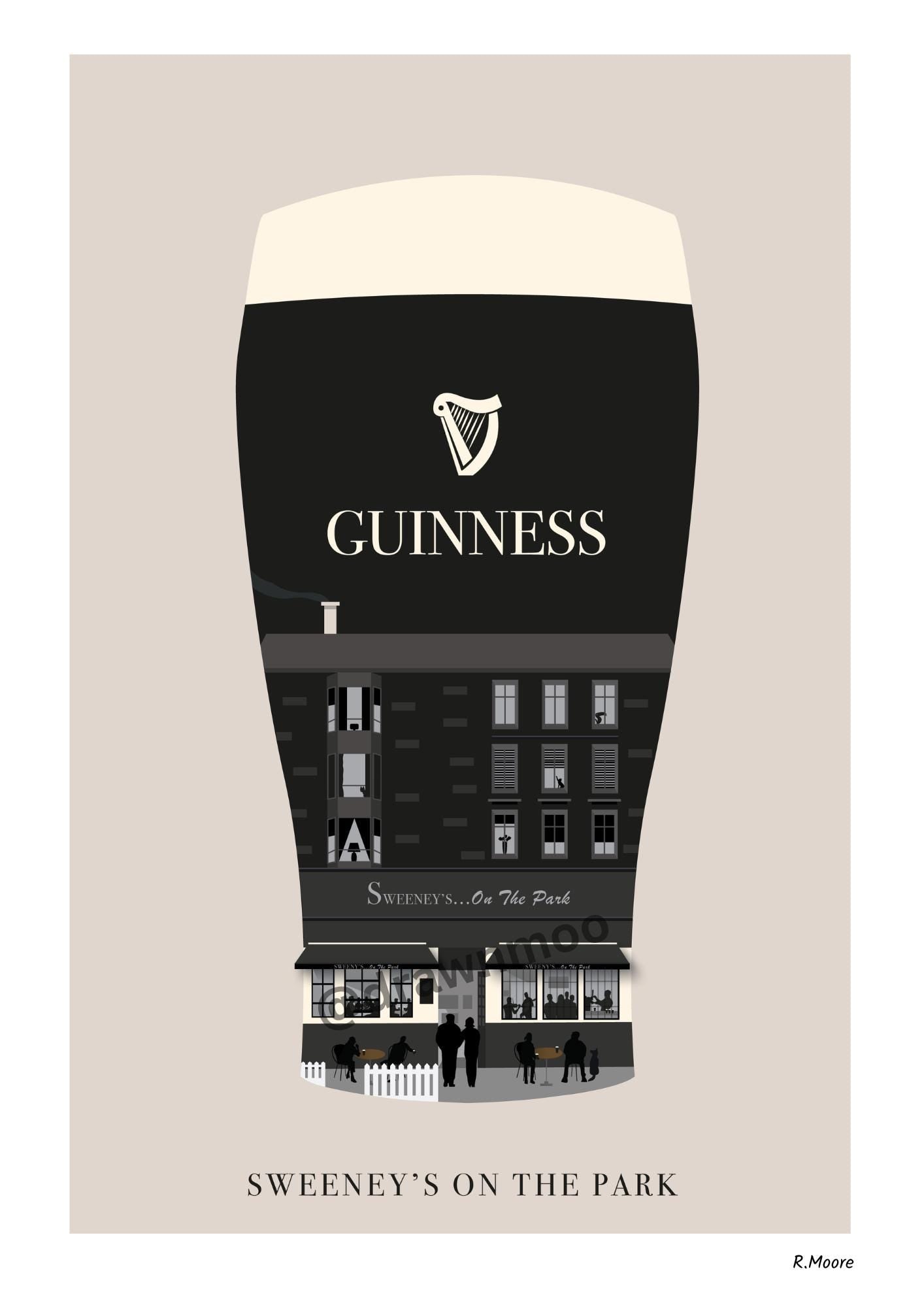 Sweeney's on the Park | Pubs In Pints | Print | Glasgow | Scotland | Bar | Poster | Guinness | Southside | Sweeney's