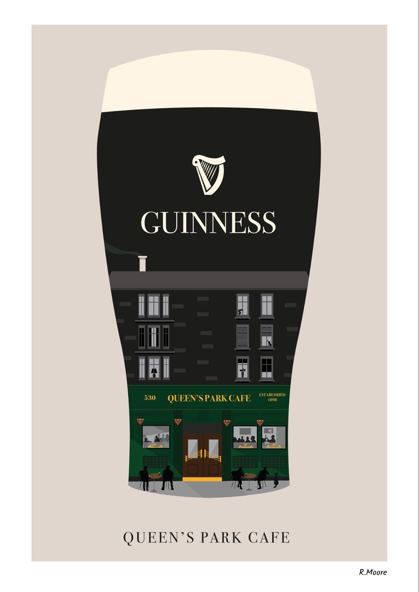 Queens Park Cafe Print | Guinness Scotland Bar Poster