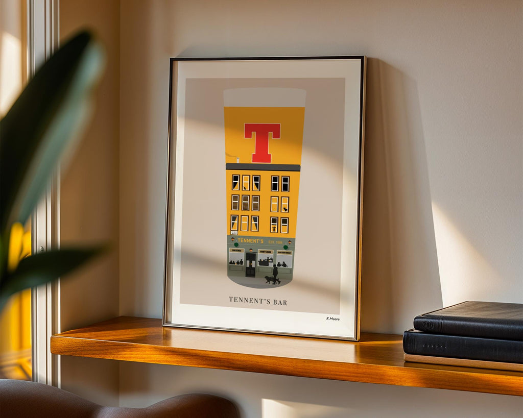 Tennents Bar Print: Glasgow Scotland Pub Art - Pubs In Pints Series