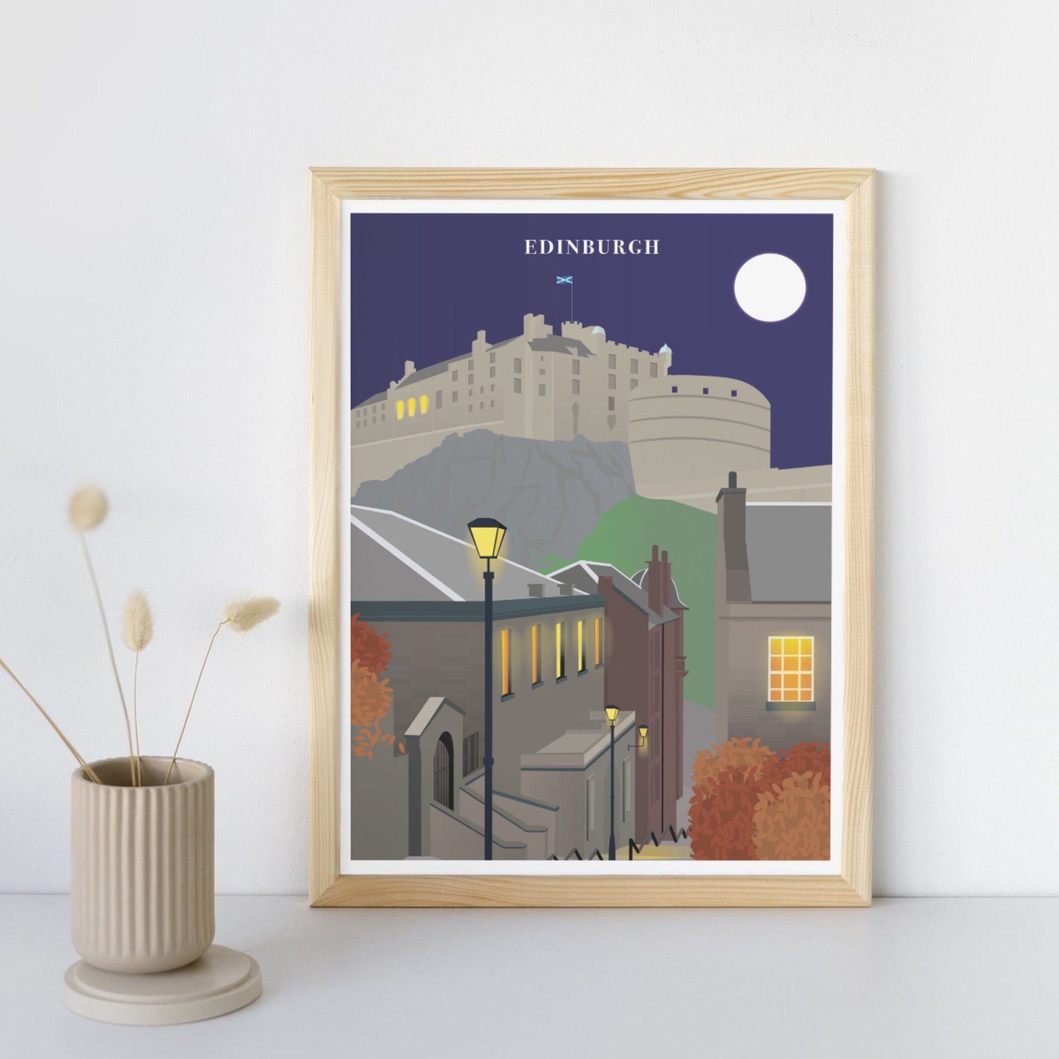 Illustrated Print of Edinburgh, Scotland