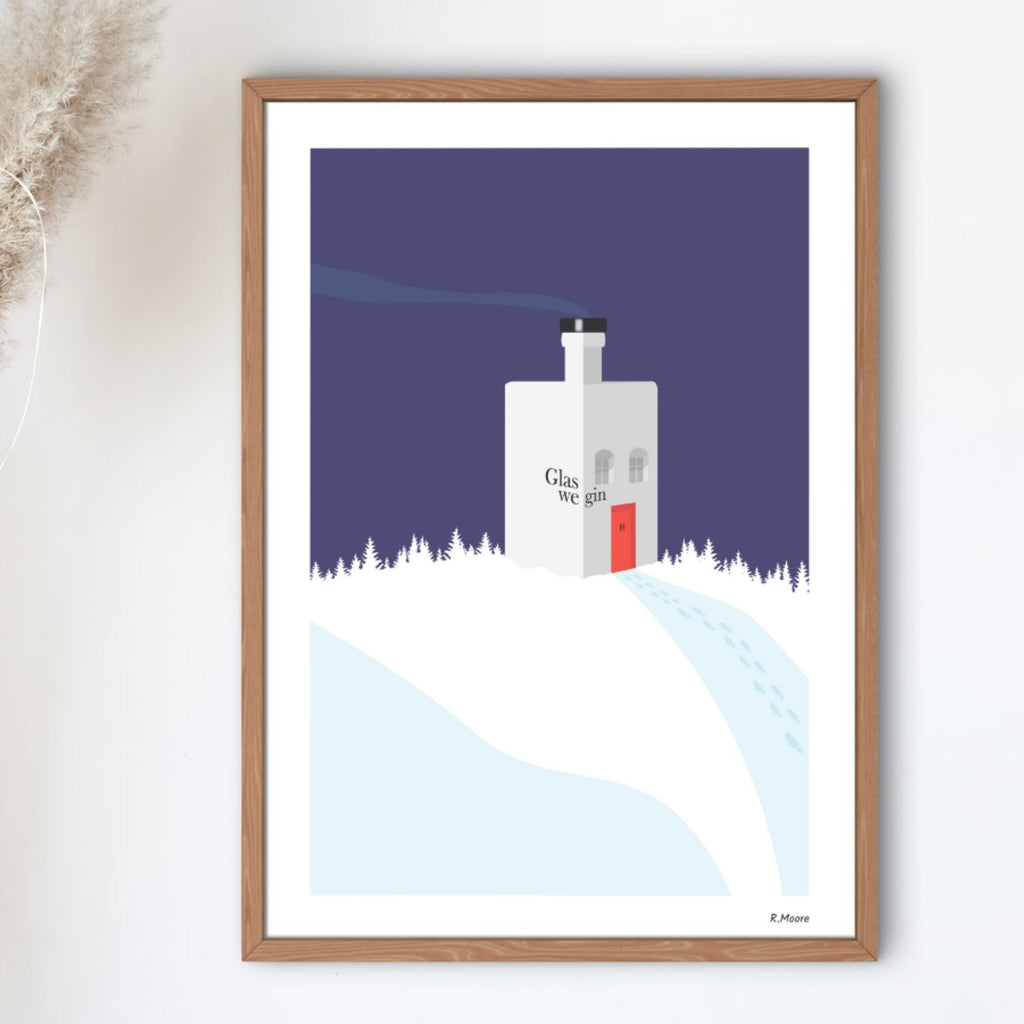 The Wee Glaswegin House on the Hill | Glasgow | Gin | Wall Art | Print | Poster | Glaswegian | Scotland