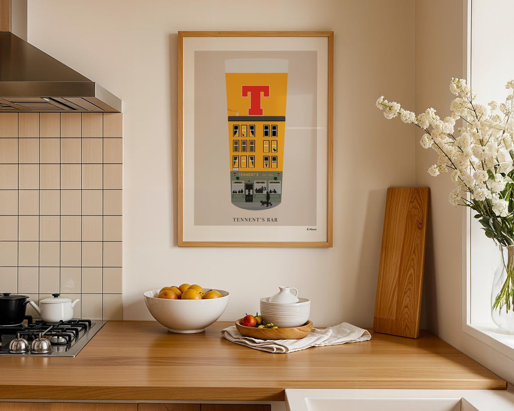 Tennents Bar Print: Glasgow Scotland Pub Art - Pubs In Pints Series