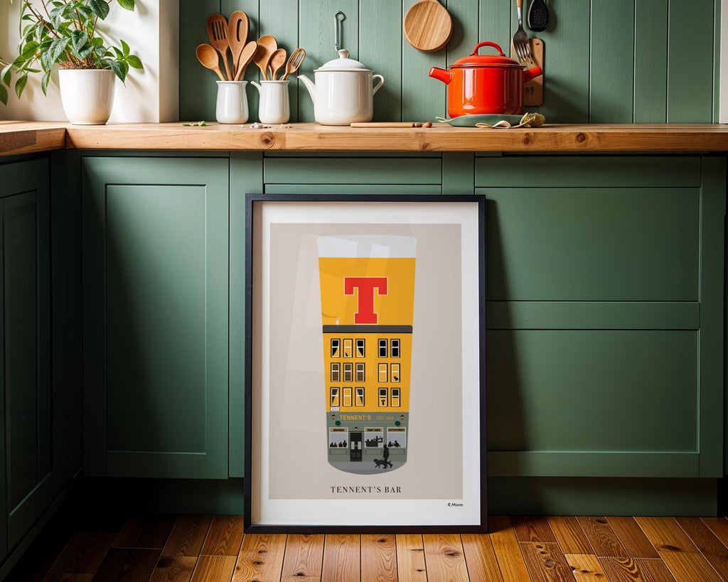 Tennents Bar Print: Glasgow Scotland Pub Art - Pubs In Pints Series