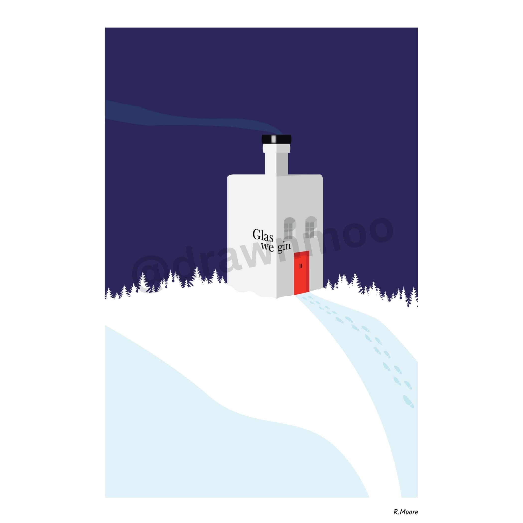 The Wee Glaswegin House on the Hill | Glasgow | Gin | Wall Art | Print | Poster | Glaswegian | Scotland