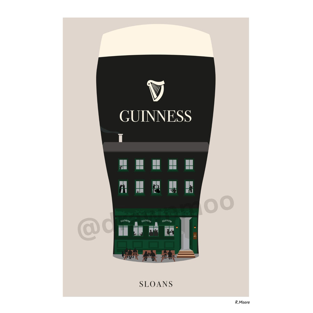 Sloans | Pubs In Pints | Print | Glasgow | Scotland | Bar | Poster | Guinness | Irish