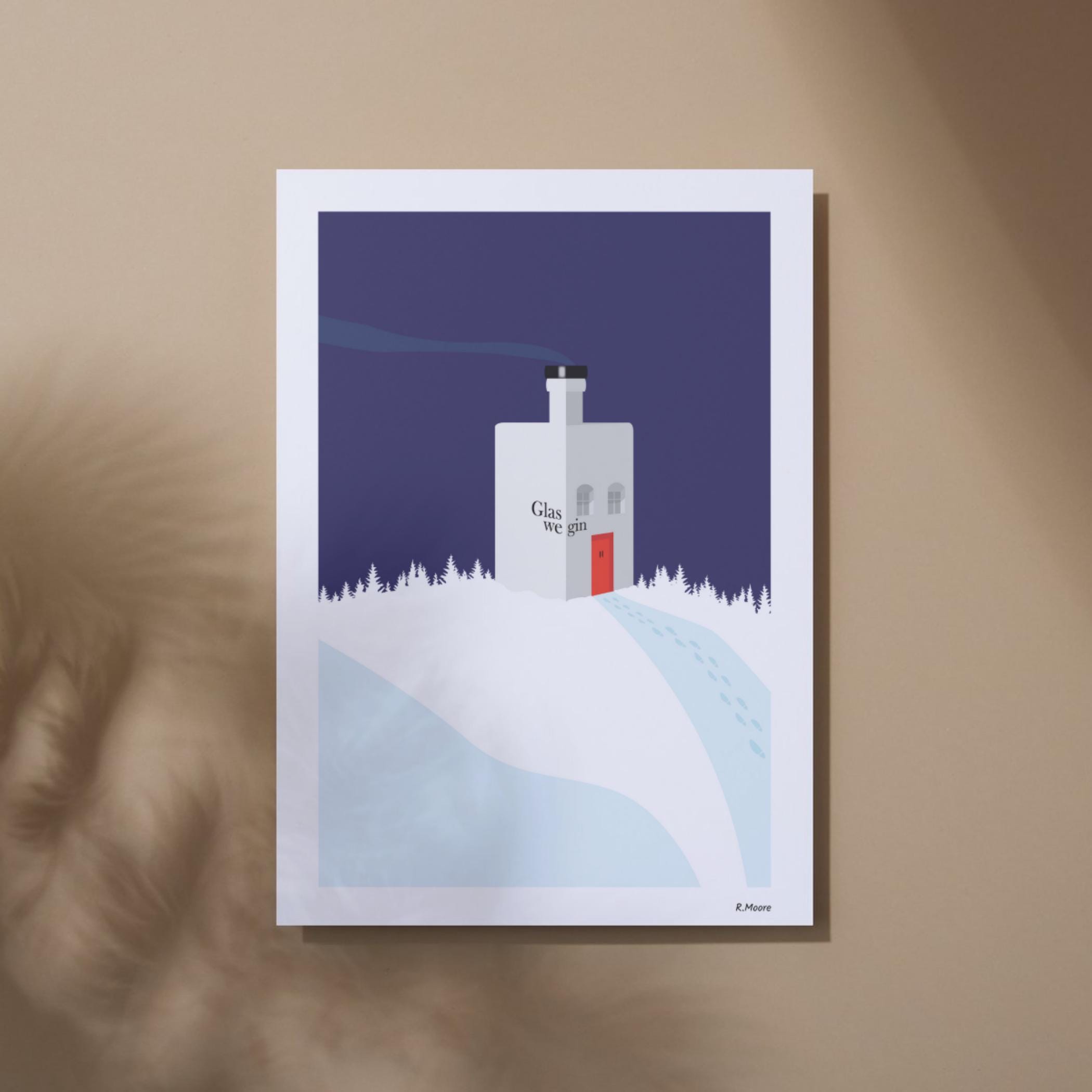 The Wee Glaswegin House on the Hill | Glasgow | Gin | Wall Art | Print | Poster | Glaswegian | Scotland