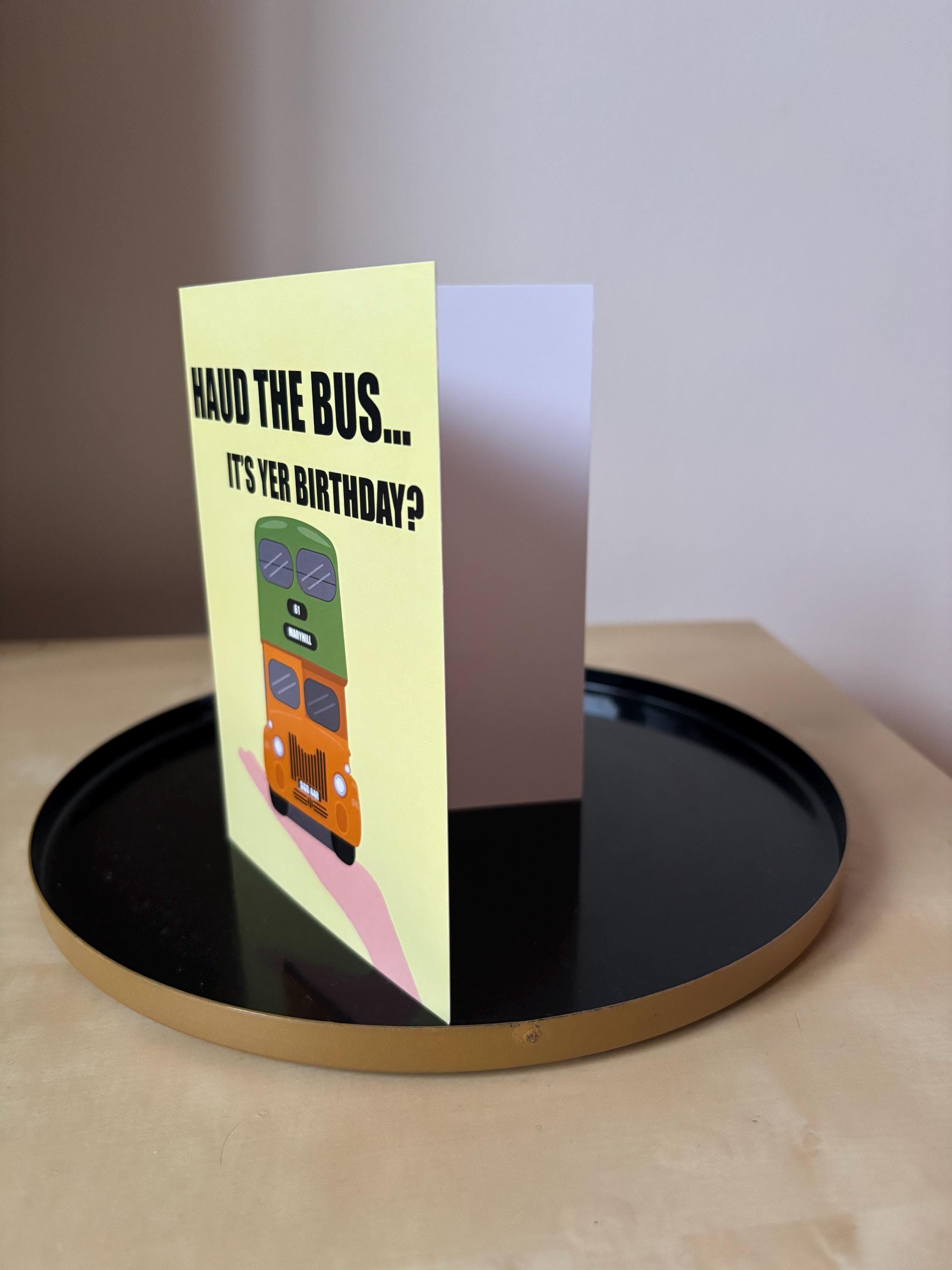 Birthday Card | Retro Glasgow Bus Illustration, Scottish Personality, A6 Size
