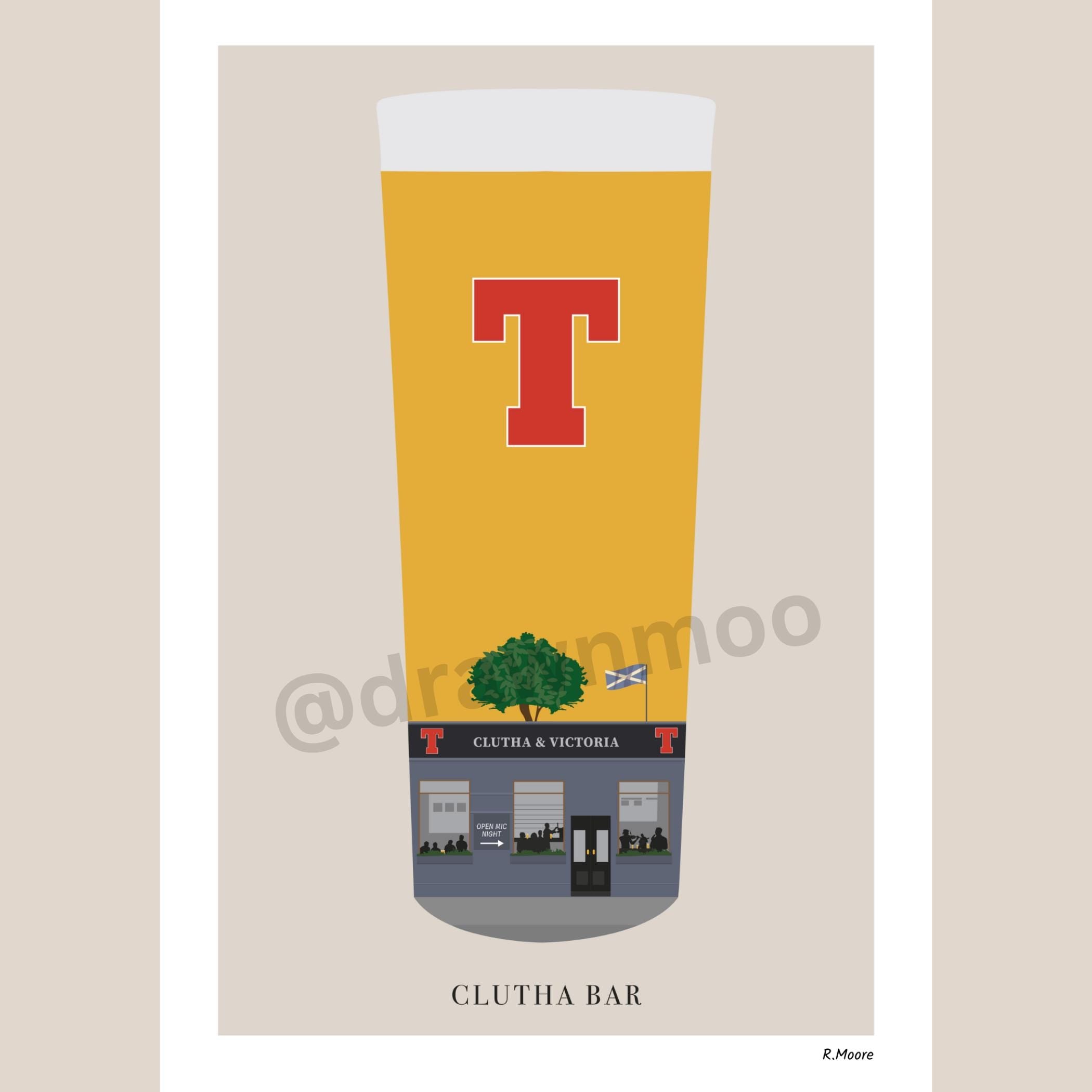 Clutha Bar | Pubs In Pints | Print | Glasgow | Scotland | Bar | Poster | Tennents | Scottish