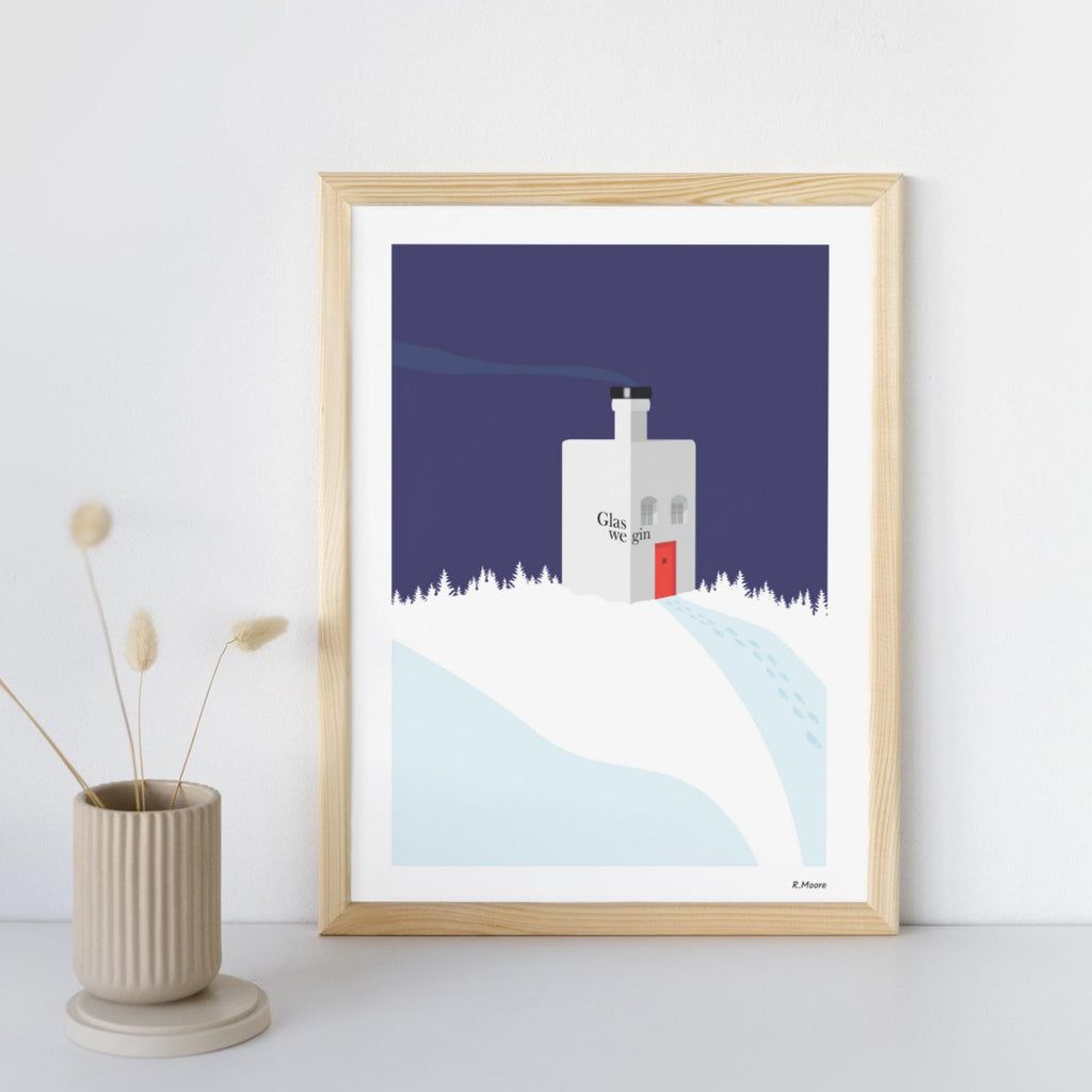 The Wee Glaswegin House on the Hill | Glasgow | Gin | Wall Art | Print | Poster | Glaswegian | Scotland