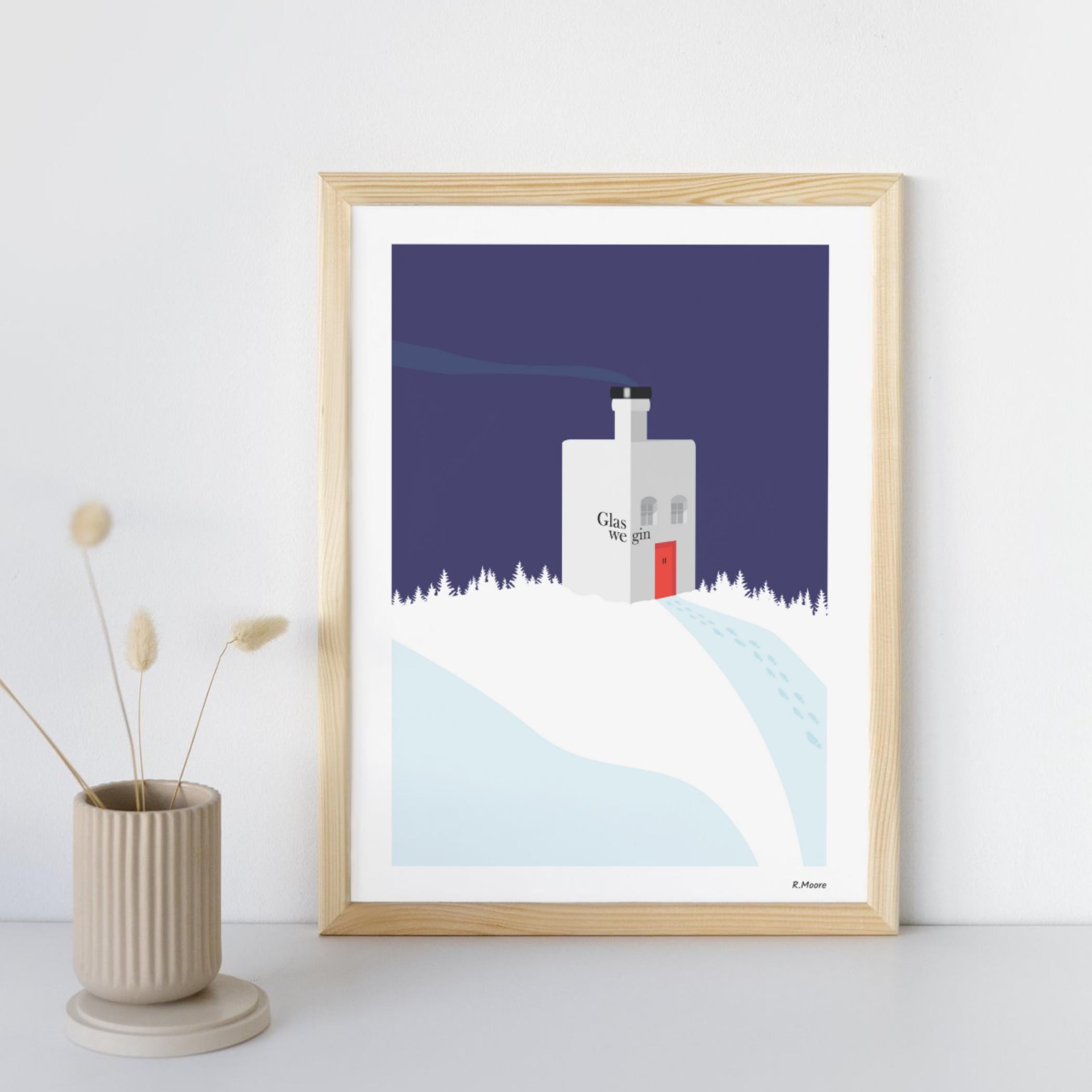 The Wee Glaswegin House on the Hill | Glasgow | Gin | Wall Art | Print | Poster | Glaswegian | Scotland