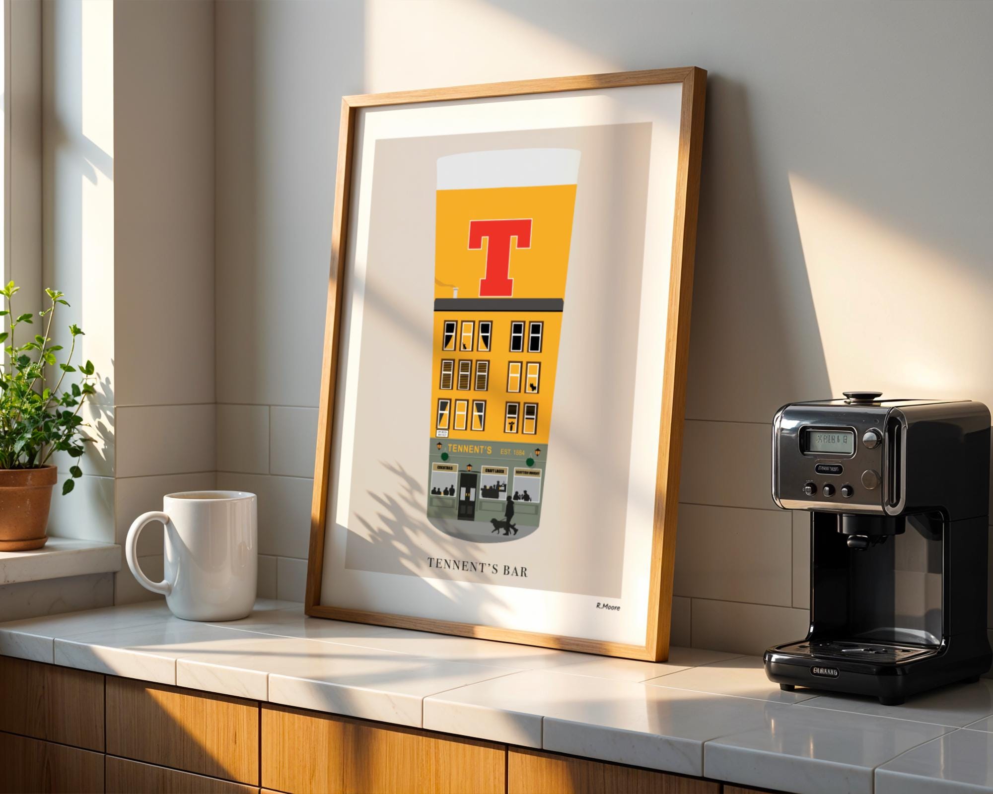 Tennents Bar Print: Glasgow Scotland Pub Art - Pubs In Pints Series