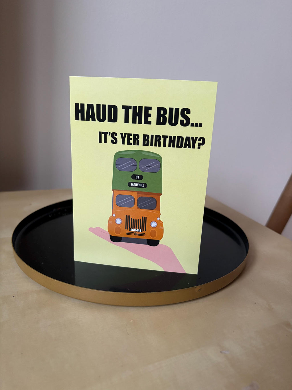 Birthday Card | Retro Glasgow Bus Illustration, Scottish Personality, A6 Size