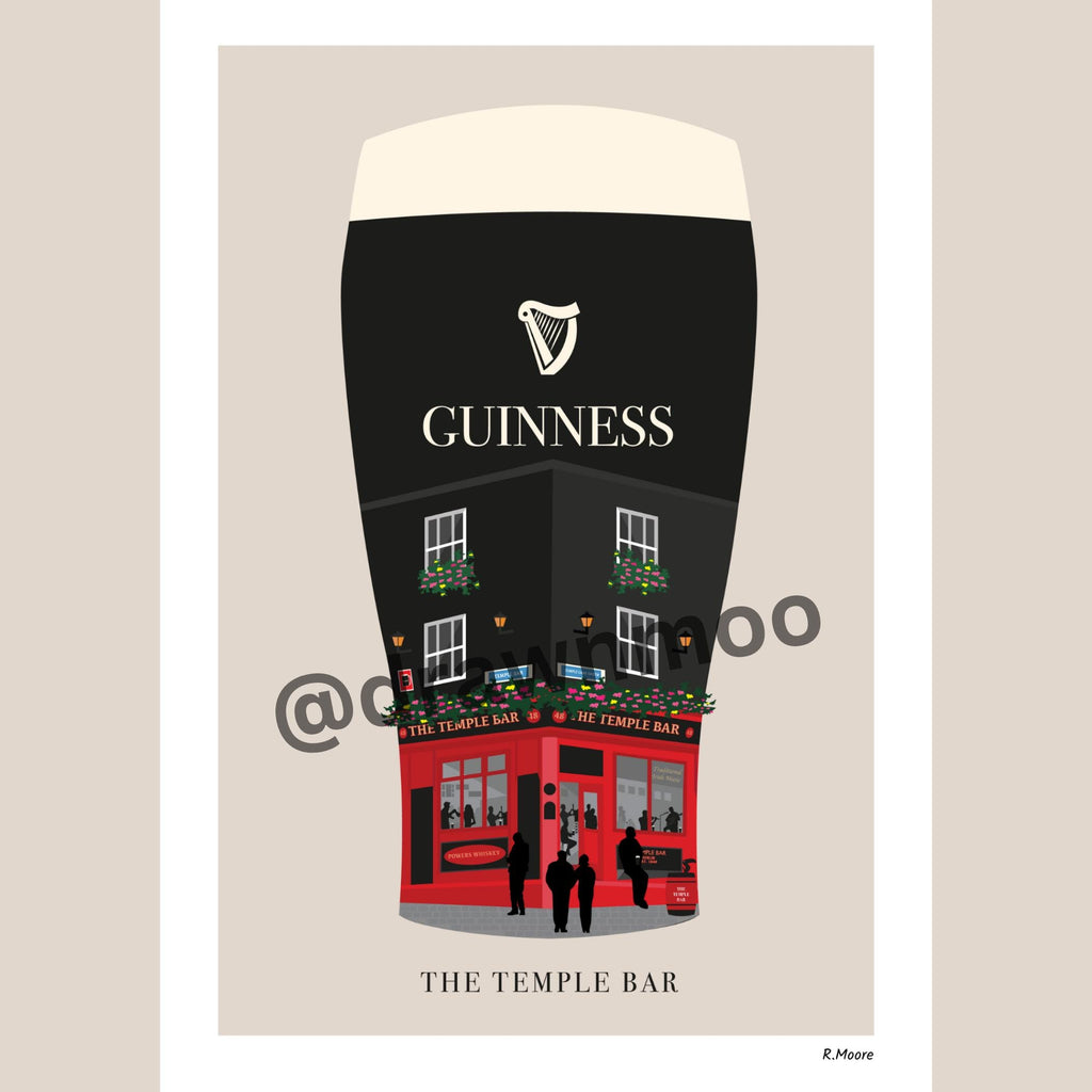 The Temple Bar | Pubs In Pints | Print | Dublin | Ireland | Bar | Poster | Guinness | Irish | Art