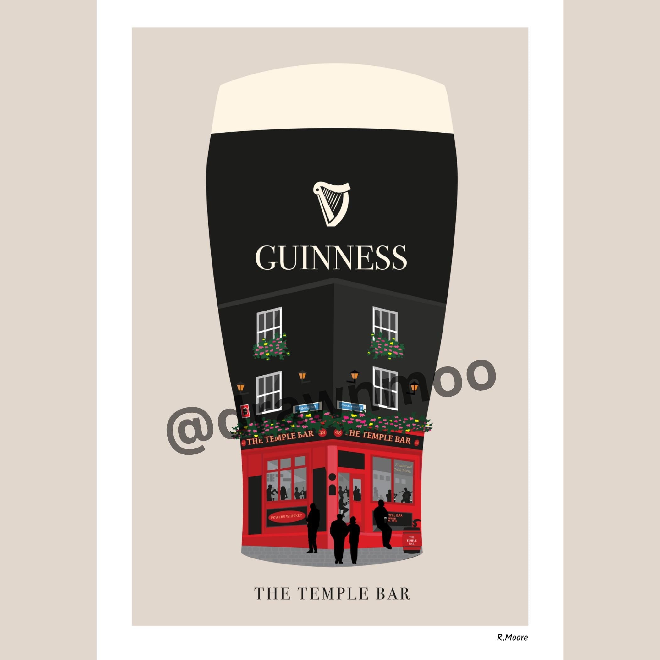 The Temple Bar | Pubs In Pints | Print | Dublin | Ireland | Bar | Poster | Guinness | Irish | Art
