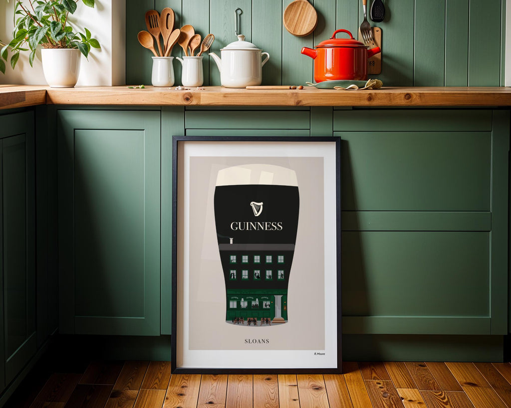 Sloans | Pubs In Pints | Print | Glasgow | Scotland | Bar | Poster | Guinness | Irish